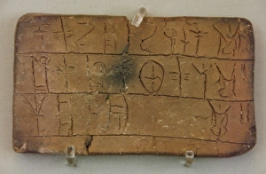 Clay tablet inscribed with mycenaean Linear B script. Nation Clay tablet inscribed with mycenaean Linear B script. Nation