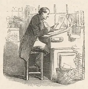 Print of a Clerk at his Desk