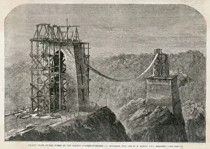 Isambard Kingdom Brunel Prints: Clifton Suspension Bridge Construction Print, 1832