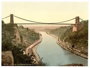 Clifton Suspension Bridge Print, Bristol England circa 1890-1900