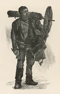 Chimney Sweep Illustration Prints: Climbing Chimney Sweep