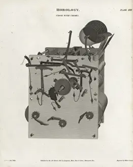 Clockwork Mechanism Prints: Clock with chimes