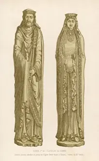 CLOVIS I Print - Engraving of the Frankish King with Queen Clotilde