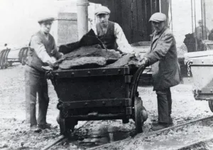 Coal Mining Print: Men with Dram, Hook Colliery