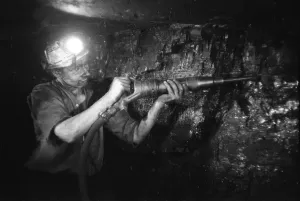 Coal Mining Prints: Coal Miner Using Hydraulic Drill Print, 1956