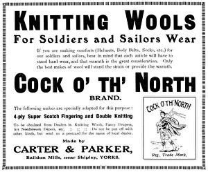 Cock o th North wool advertisement, WW1 knitting Cock o th North wool advertisement, WW1 knitting