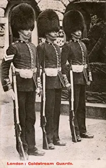 Traditional Military Uniforms Prints: Three Coldstream Guardsmen - London