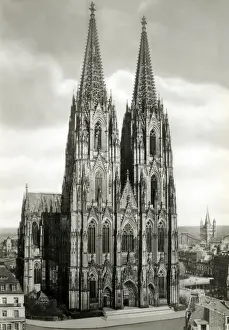 Prints of Cologne Cathedral (Hohe Domkirche St Petrus or the High Cathedral of Saints Peter and Mary) is the largest Gothic church in Northern Europe Cologne (Koln) Prints: Cologne Cathedral Print, circa 1910s