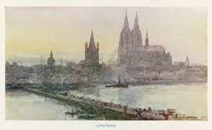 Prints of The city seen across the Rhine Cologne (Koln) Prints: Cologne Print: Rhine Cityscape Across the River