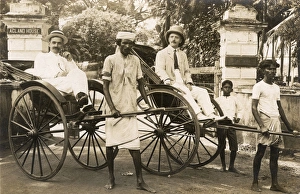 Colonial passengers in rickshaw, Ceylon (Sri Lanka) Colonial passengers in rickshaw, Ceylon (Sri Lanka)