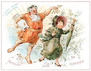 Comic Christmas card, Apollo and Daphne Comic Christmas card, Apollo and Daphne