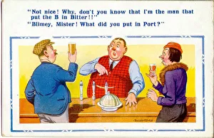 Comic postcard, Bitter and port in a pub Date: 20th century Comic postcard, Bitter and port in a pub Date: 20th century