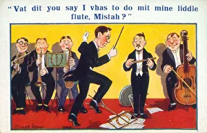 Comic postcard, Conductor and band Date: 20th century Comic postcard, Conductor and band Date: 20th century