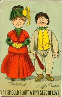 Comic postcard, Couple going for a walk Comic postcard, Couple going for a walk