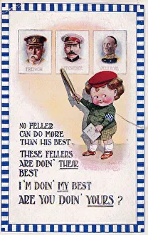 Comic postcard, Little boy and Allied leaders, WW1 - French Comic postcard, Little boy and Allied leaders, WW1 - French