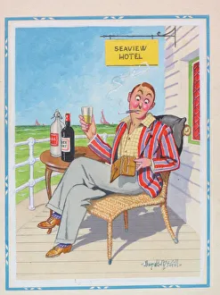 Comic postcard, Man short of money at the seaside. I've no money left at the end of Comic postcard, Man short of money at the seaside. I've no money left at the end of