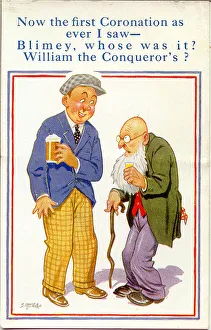 Comic postcard, Two men chatting in a pub Comic postcard, Two men chatting in a pub