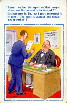 Comic postcard, Two men in an office Date: 20th century Comic postcard, Two men in an office Date: 20th century