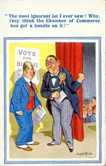 Comic postcard, Two political candidates campaigning Date: 20th century Comic postcard, Two political candidates campaigning Date: 20th century