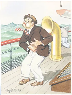 Comic postcard, Sea sickness on board ship Date: 20th century Comic postcard, Sea sickness on board ship Date: 20th century