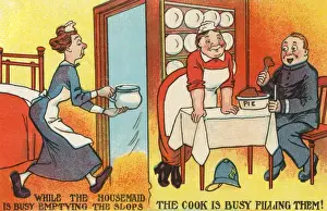 Comic Postcard Print - Chamber Pot and Slop circa 1910s