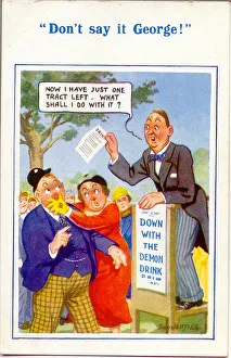 Comic postcard, Temperance speaker and audience Comic postcard, Temperance speaker and audience