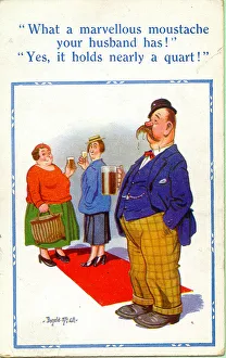Comic postcard, Women and man in a pub Date: 20th century Comic postcard, Women and man in a pub Date: 20th century