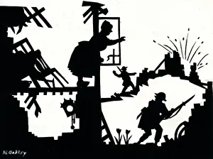 Great War Cartoons Online Prints: Comic wartime scene on the Western Front