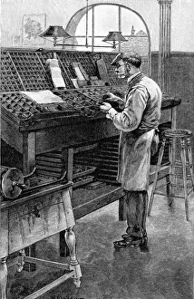Compositor at Work Print, 1887