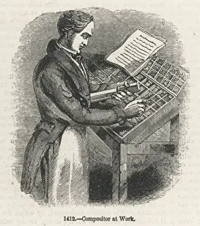 Victorian Era Occupation Prints: Compositor at Wors