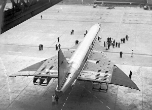 Concorde 002 under tow from the Brabazon Hangar at Filton Concorde 002 under tow from the Brabazon Hangar at Filton