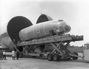 A Concorde forward fuselage loaded into Airbus Super Guppy A Concorde forward fuselage loaded into Airbus Super Guppy