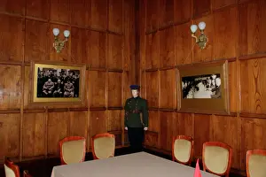 Prints of View of a conference table, and two photos on the walls, in the Livadia (Livadija) Ukraine Prints: Livadia Palace Conference Table Print, Yalta, Ukraine