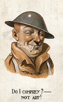 Confident British soldier on a postcard, WW1 Confident British soldier on a postcard, WW1