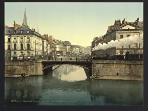 Nostalgic French Landscapes Prints: Confluence of Edre (i. e. Erdre) and Loire, Nantes, France