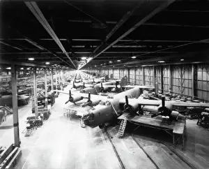 Prints of Consolidated B-24 Liberator final assembly line at Ford Motor Companys Willow Run plant Of the total 18, 482 built, this one plant produced a half Airplanes And Aviation Prints: Consolidated B-24 Liberator Final Assembly Line Print