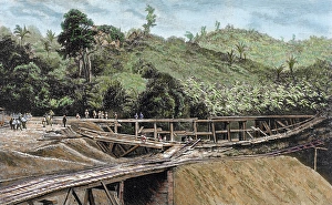 Construction of the Panama Canal. Works in bridge called Al Construction of the Panama Canal. Works in bridge called Al