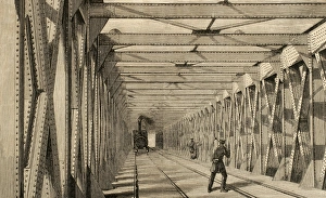 Construction of the railway. Engraving, 1860 Construction of the railway. Engraving, 1860