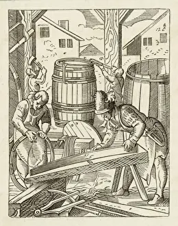 Cooper Making Barrels Print