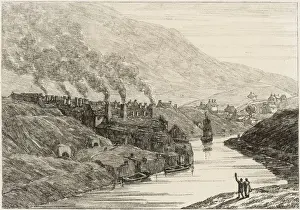 Prints of The Bristol Company copper works, near Swansea, Wales Swansea Prints: Copper Works Print - Swansea, Wales 1850s