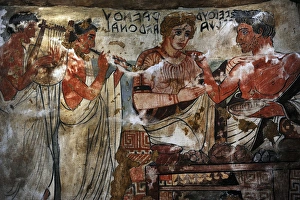 Copy of Etruscan wall painting. Tomb of the Shields. c. 350 Copy of Etruscan wall painting. Tomb of the Shields. c. 350