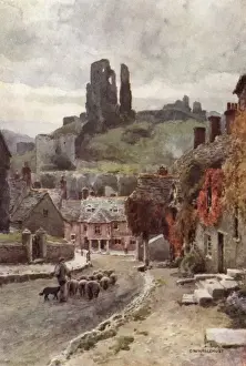 Old English Castles Prints: Corfe Castle Dorset