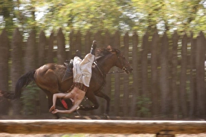 Cossack riding a horse, Zaporozhye, Ukraine Cossack riding a horse, Zaporozhye, Ukraine