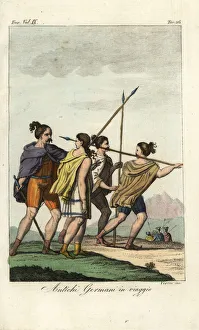 Costume of ancient Germanic peoples on a journey Costume of ancient Germanic peoples on a journey