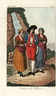 Costume of the Canton of Valais, Switzerland, 18th century Costume of the Canton of Valais, Switzerland, 18th century