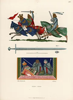 Costumes and sword of 13th century knights Costumes and sword of 13th century knights