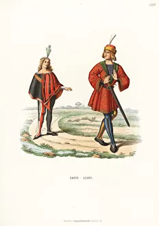 Costumes of young German noblemen, late 15th century Costumes of young German noblemen, late 15th century