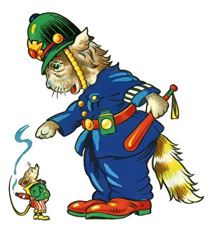 Cot header design, Cat Policeman and Mouse Cot header design, Cat Policeman and Mouse