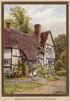 Thatched Cottage at Harvington Print