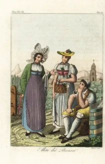 Two country maids in Bern, Switzerland, 18th century Two country maids in Bern, Switzerland, 18th century